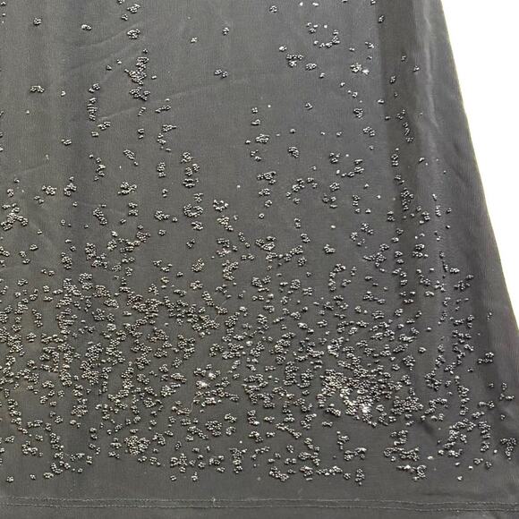 Vintage 80s Necessary Objects S‎ Black Beaded HiLo Midi Dress Goth Moody Party - Picture 2 of 8